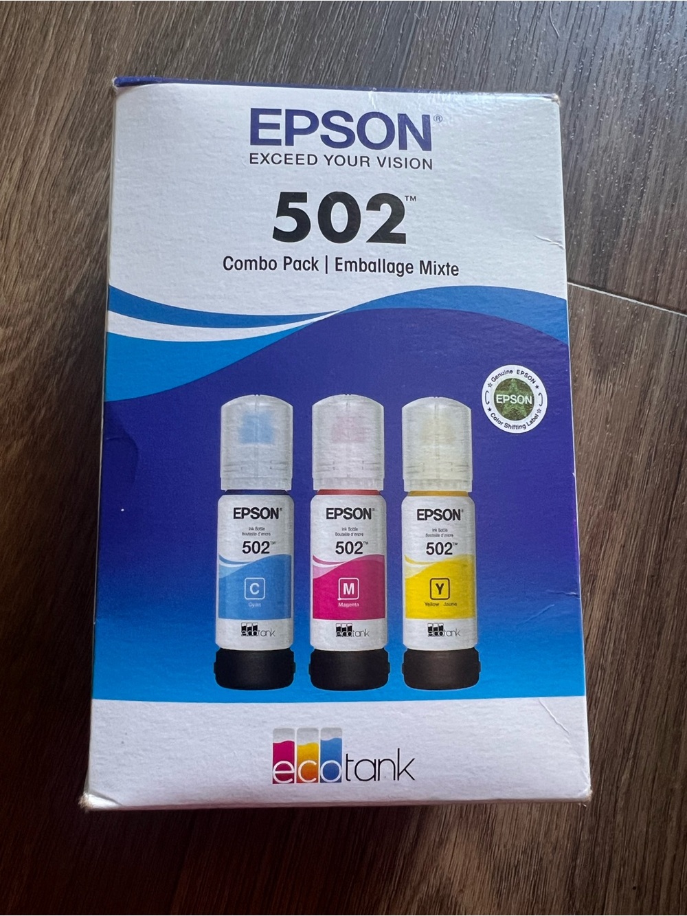 Epson 502 Ink Set — Cyan, Magenta, Yellow Bottles